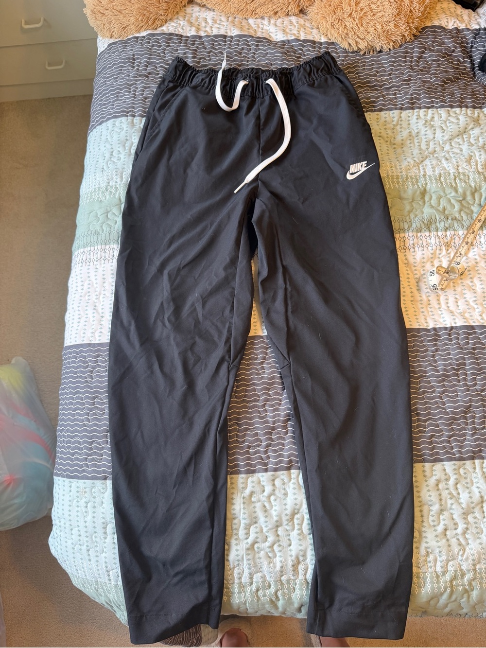 Nike Black Track Pants with White Swoosh